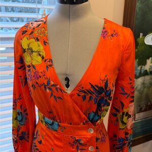 FREE PEOPLE silky MAXI Orange Dress